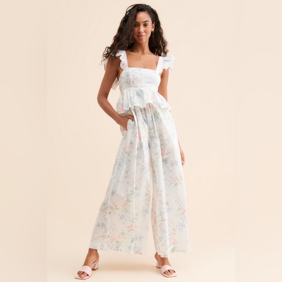 Selkie Pants - SELKIE x Anthropologie Weekender Wide-Leg Jumpsuit, EUC, Size L